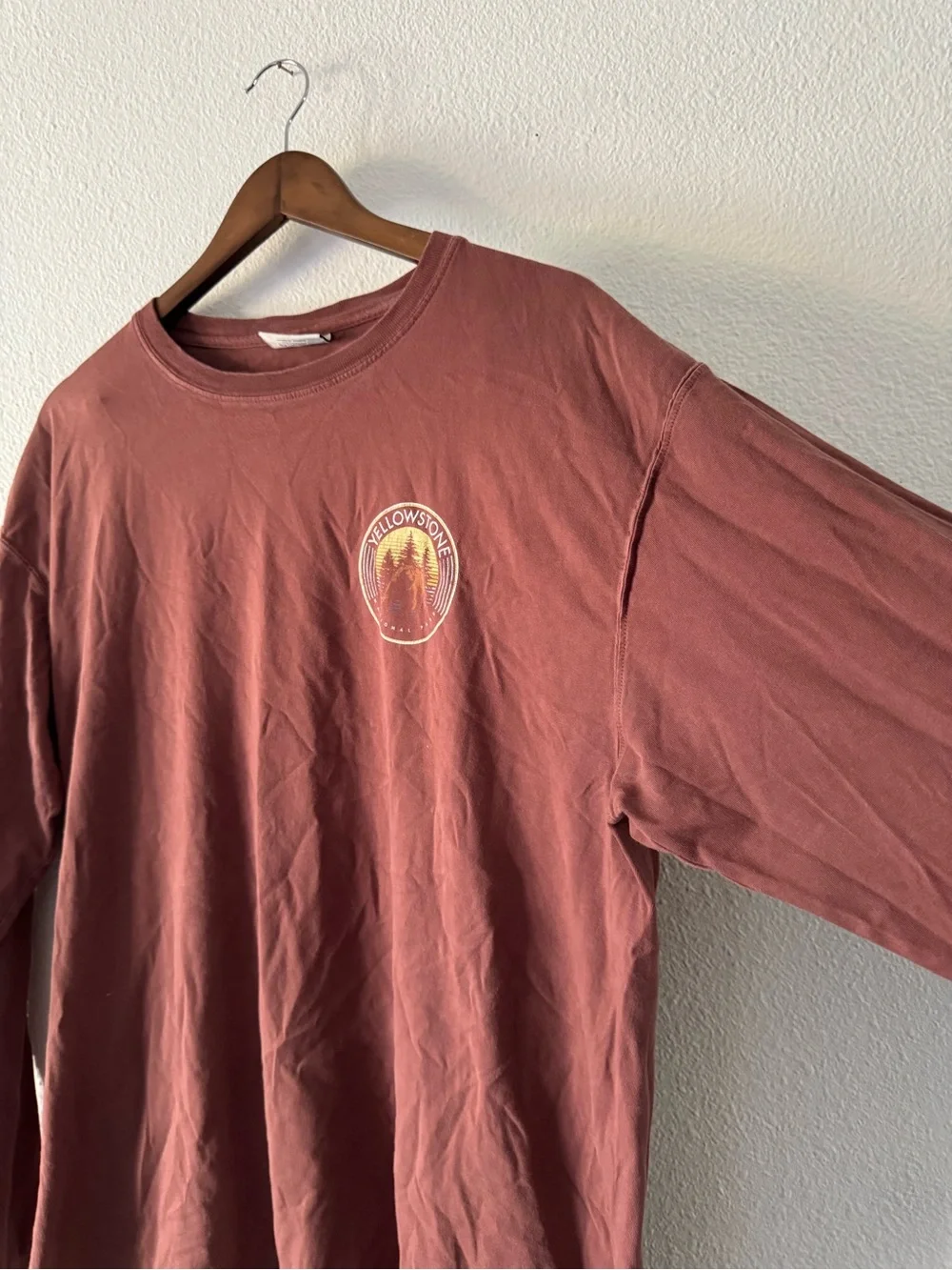 Techstyles Yellowstone National Park Graphic T Shirt Men XL Burnt Red Outdoorsy - Picture 3 of 14